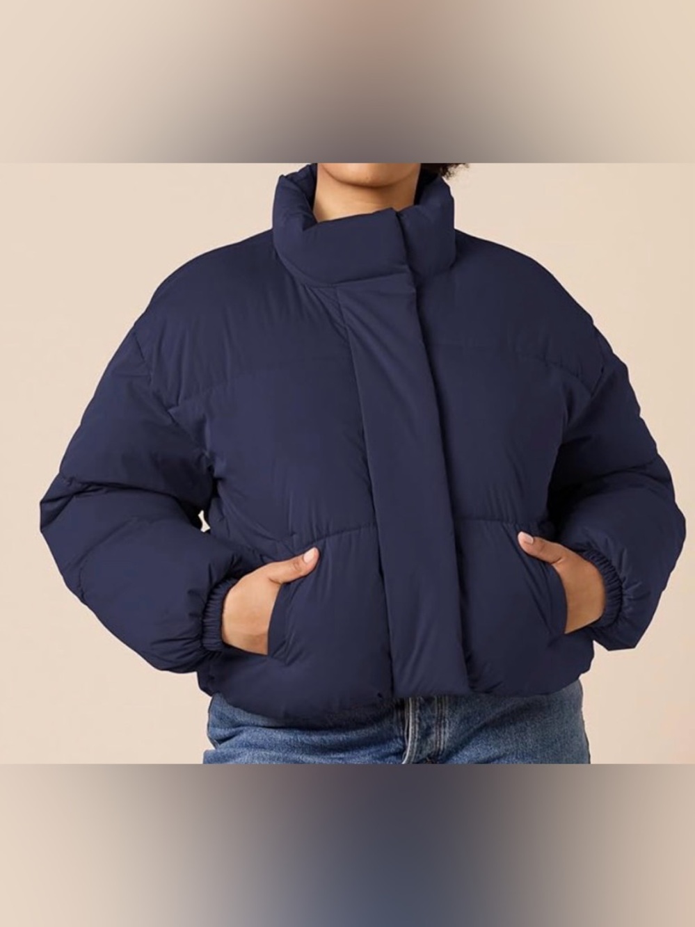 Amazon Essentials Women's Cropped Full-Zip Puffer Jacket